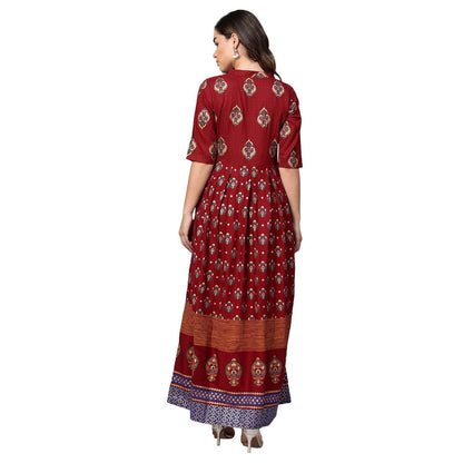 Women's Multi Cotton Printed Half Sleeve Casual Dress