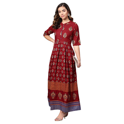 Women's Multi Cotton Printed Half Sleeve Casual Dress