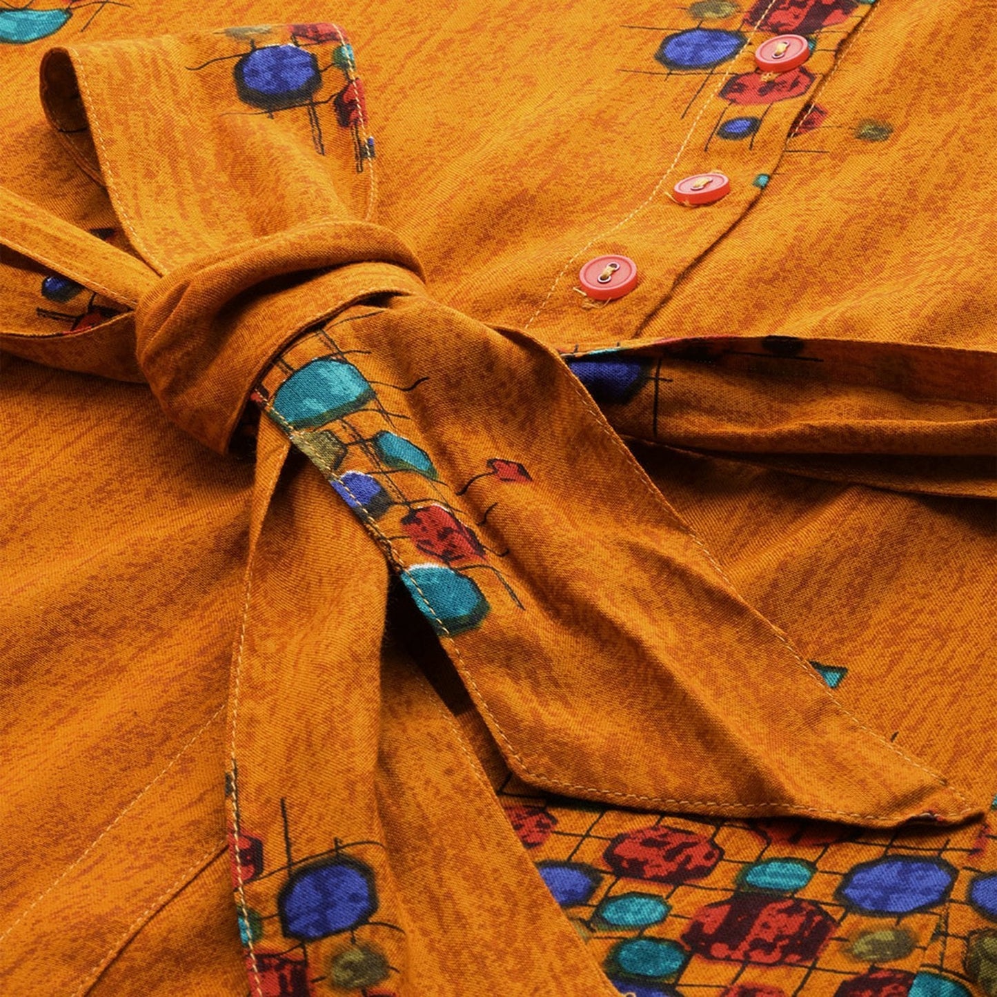 Women's Yellow Cotton Printed Half Sleeve Casual Dress