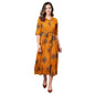 Women's Yellow Cotton Printed Half Sleeve Casual Dress