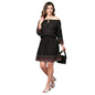 Women's Black Rayon Printed 3/4 Sleeve Casual Dress