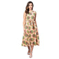 Women's Peach Cotton Printed Sleevless Casual Dress