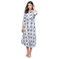 Women's Off White Rayon Printed Half Sleeve Casual Dress