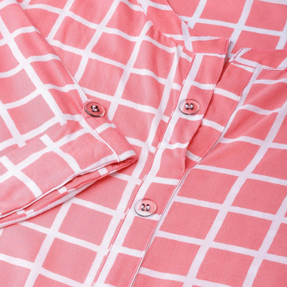 Women's Pink Printed Rayon Half Sleeve Round Neck Kurti