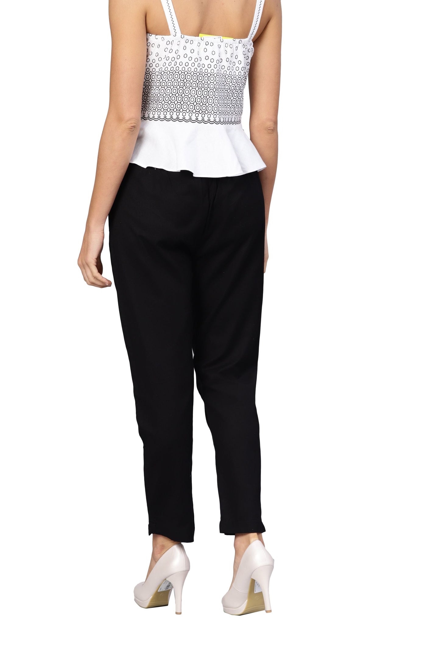 Women Black Cotton Trouser by Myshka (