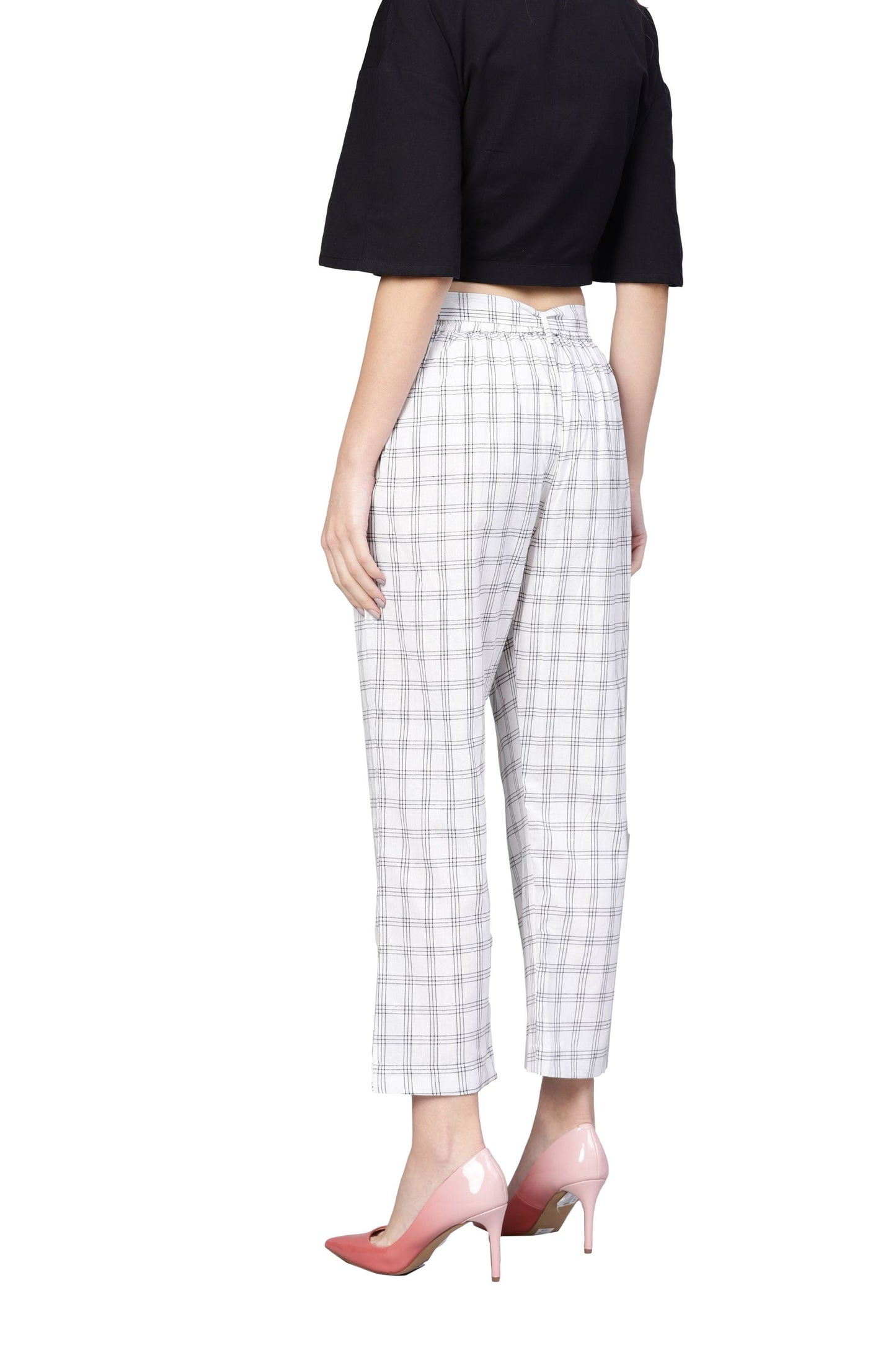 Women White Cotton Trouser by Myshka (