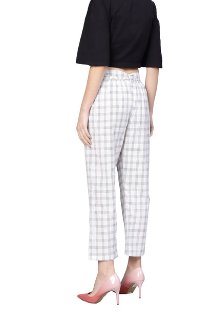 Women White Cotton Trouser by Myshka (