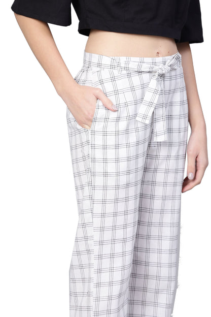 Women White Cotton Trouser by Myshka (
