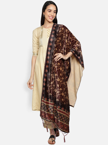 Women's Multicolored Polyster Velvet  Digital Printed Dupatta