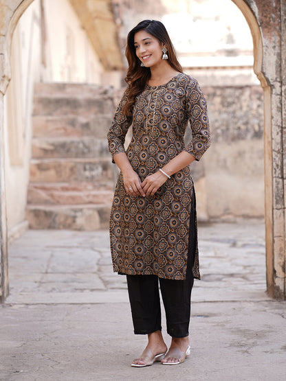 Women's Brown Cotton Kurta
