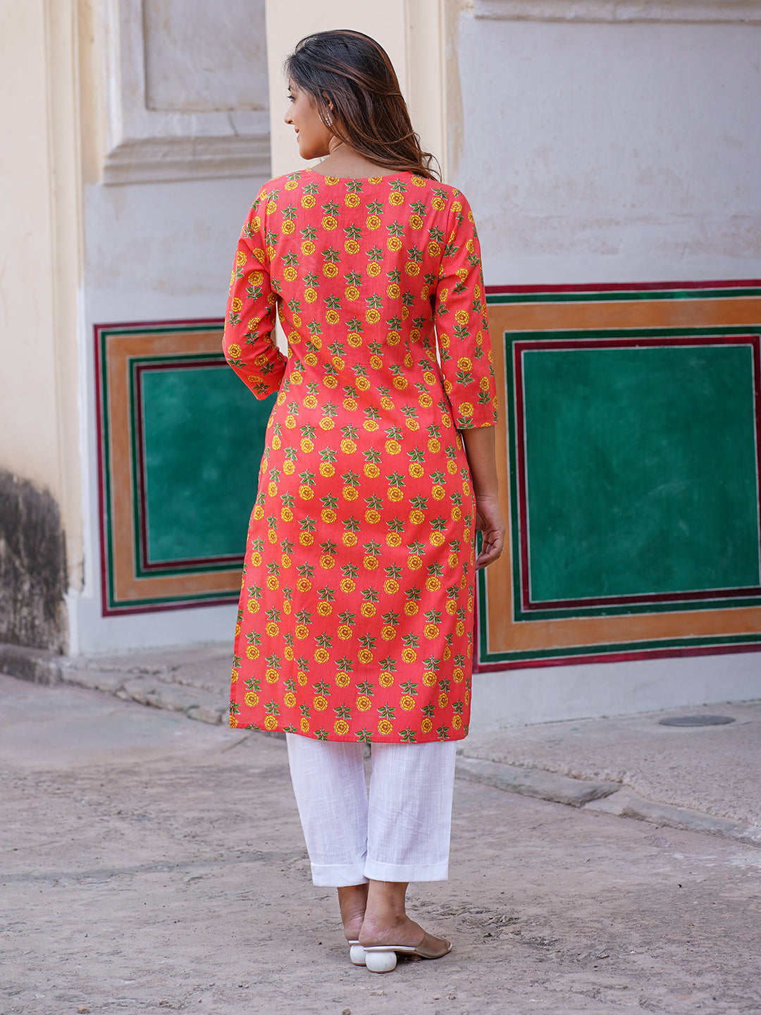 Women's Pink Cotton Kurta