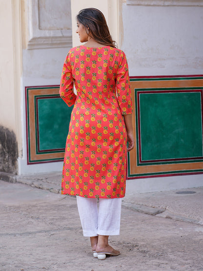 Women's Pink Cotton Kurta