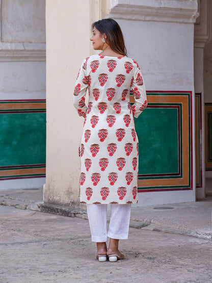 Women's White Cotton Kurta