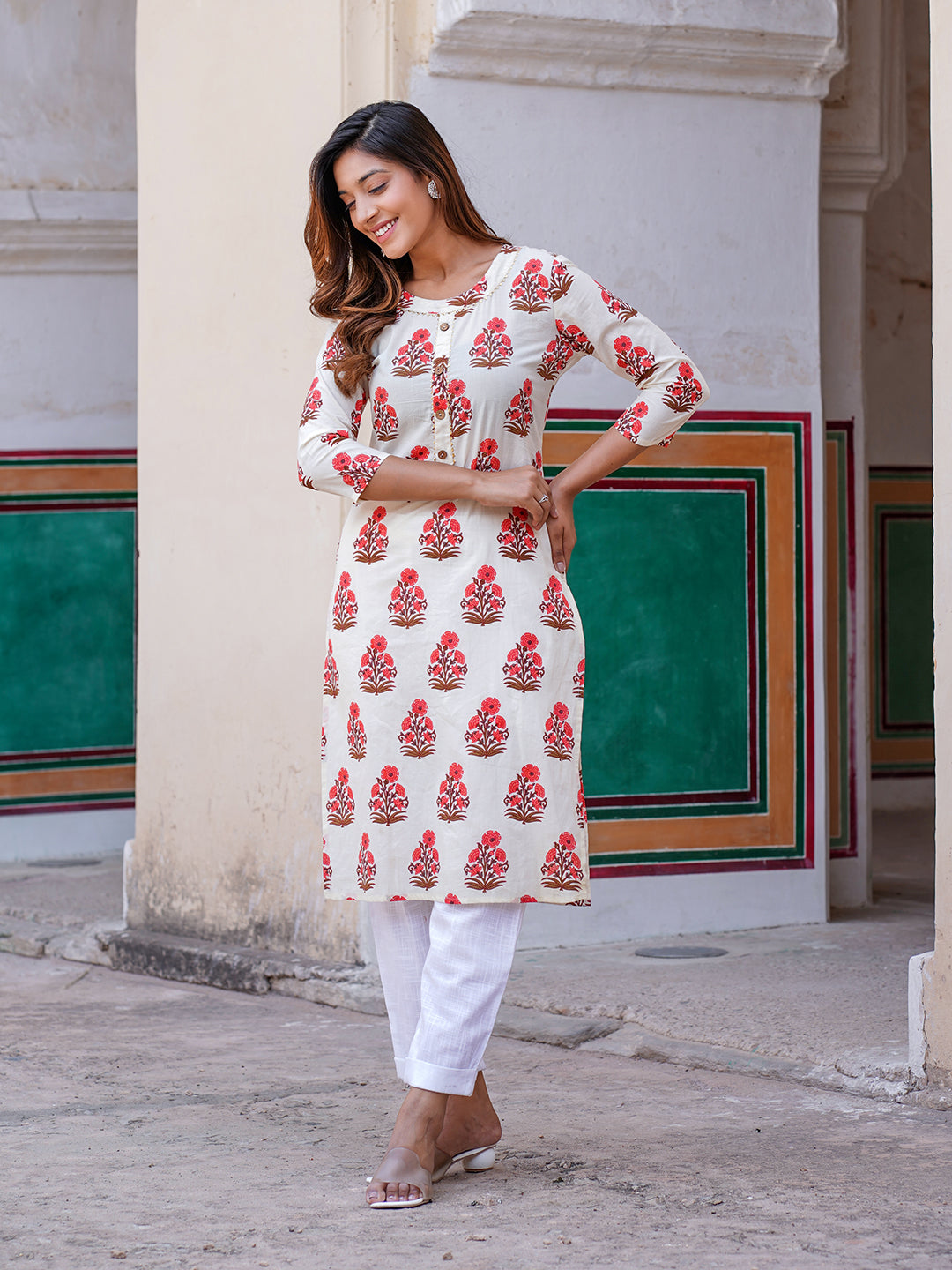 Women's White Cotton Kurta