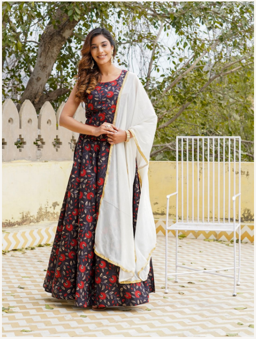 Women's Black Cotton Kurta Set