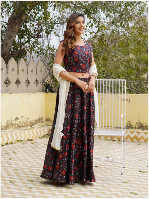 Women's Black Cotton Kurta Set
