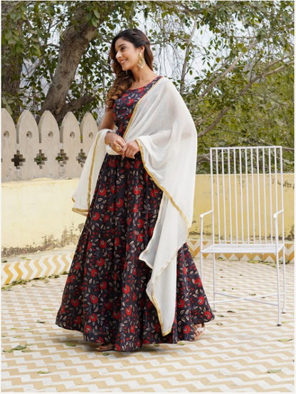 Women's Black Cotton Kurta Set