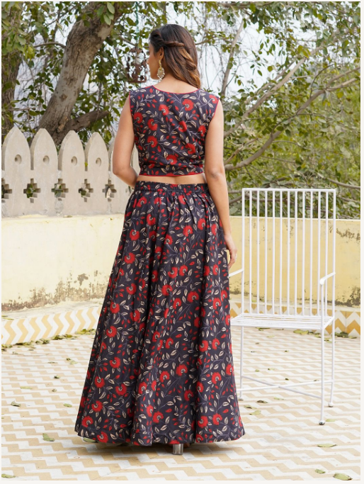 Women's Black Cotton Kurta Set