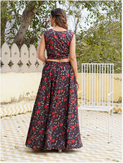 Women's Black Cotton Kurta Set