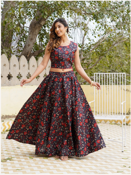 Women's Black Cotton Kurta Set