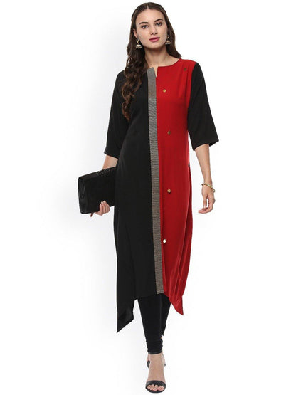 Women's Multicolor Poly Crepe Kur