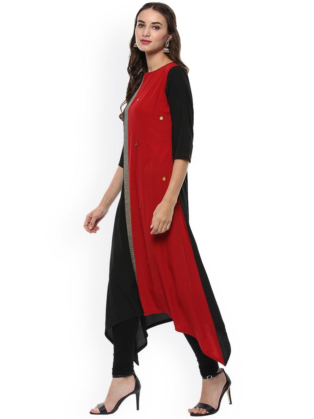 Women's Multicolor Poly Crepe Kur