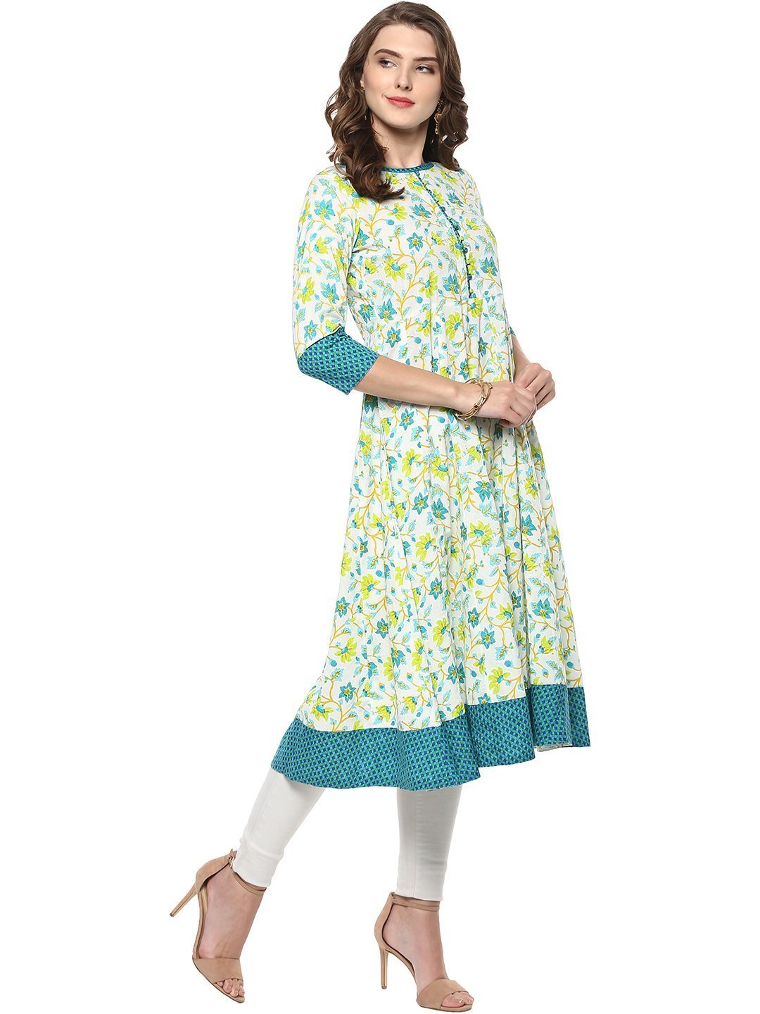 Women's Multicolor Cotton Kur