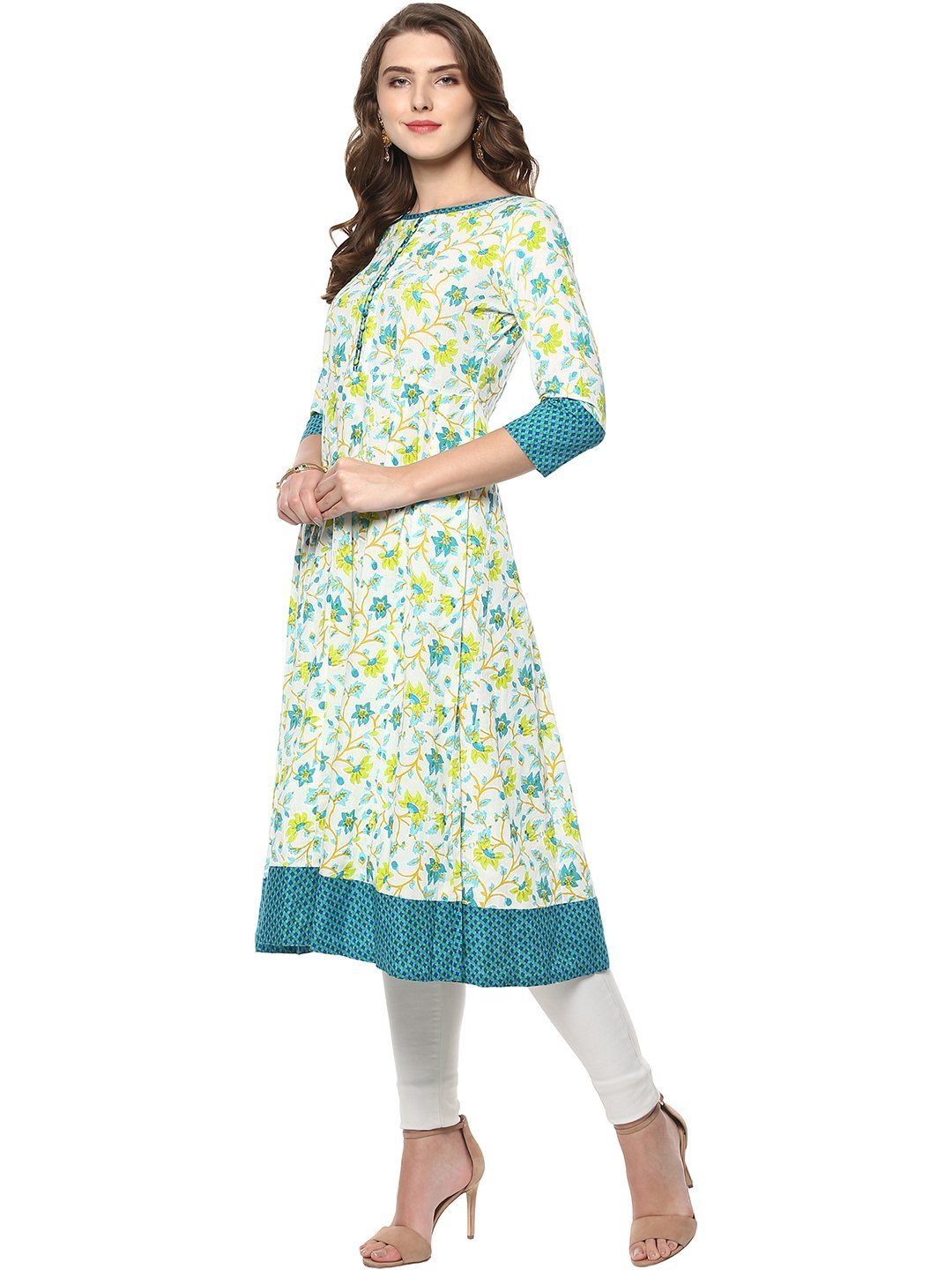 Women's Multicolor Cotton Kur
