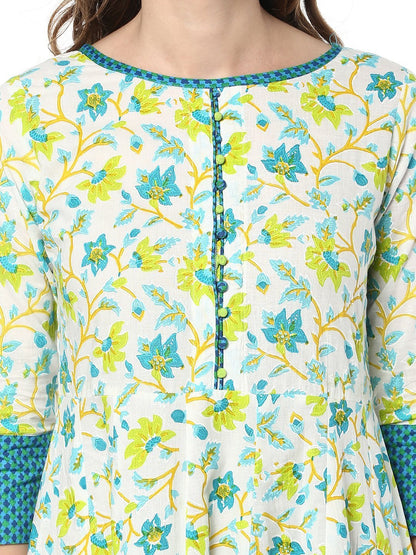 Women's Multicolor Cotton Kur