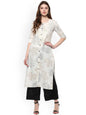Women's Off White Cotton Kur