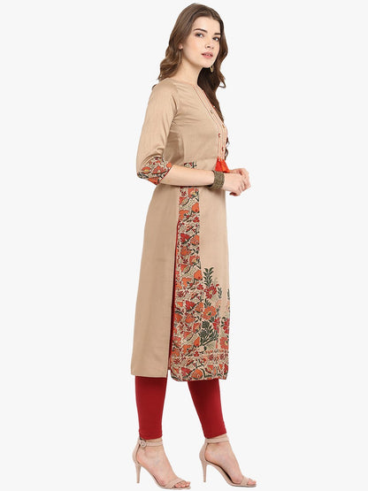 Women's Light Brown Poly Silk Kur