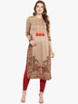 Women's Light Brown Poly Silk Kur