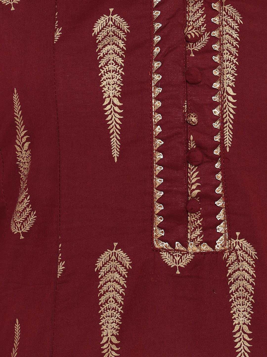 Women's Maroon Cotton Kur