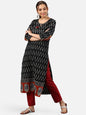 Women's Black Cotton Kur