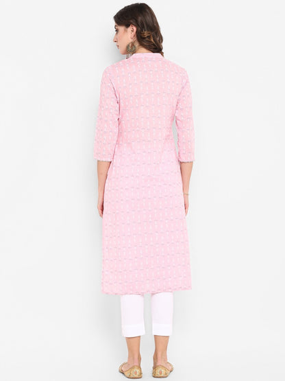 Women's Pink Cotton Kurta
