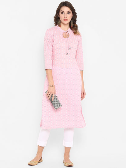 Women's Pink Cotton Kurta