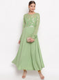 Women's Light Green Poly Crepe Kurta by J