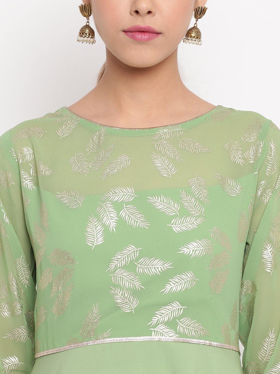 Women's Light Green Poly Crepe Kurta by J