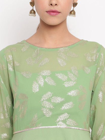 Women's Light Green Poly Crepe Kurta by J
