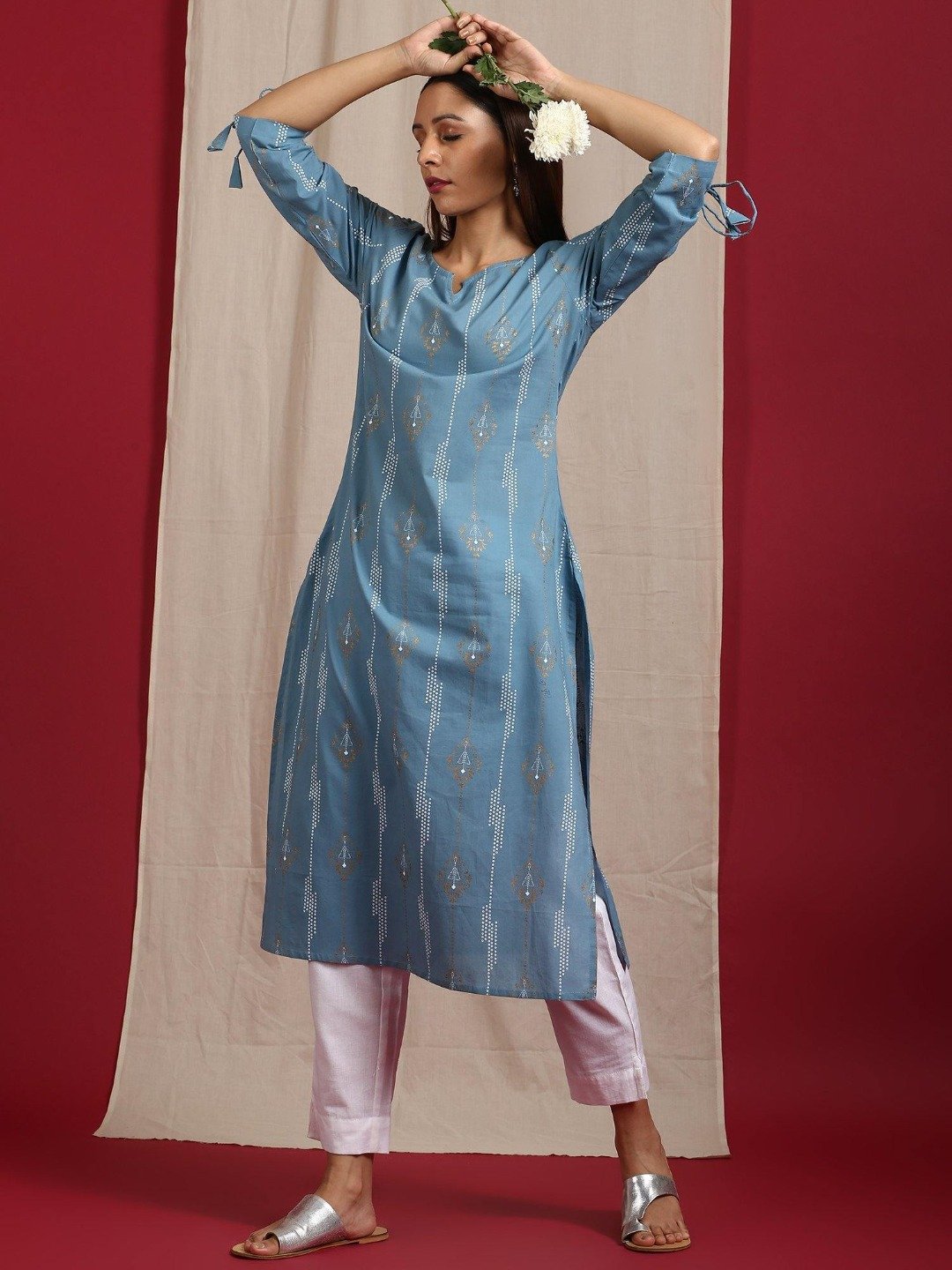Women's Blue Cotton Kurta (1pc set)