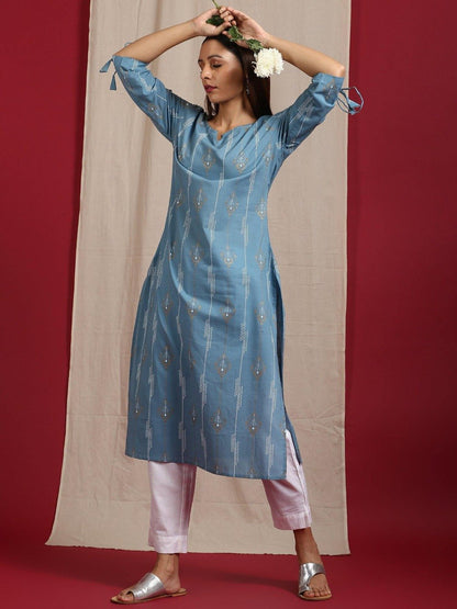 Women's Blue Cotton Kurta (1pc set)