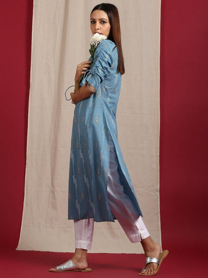 Women's Blue Cotton Kurta (1pc set)