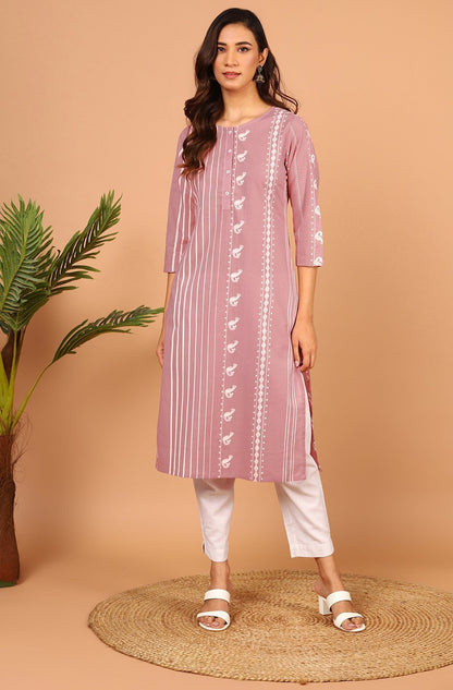 Women's Mauve Cotton Kurta