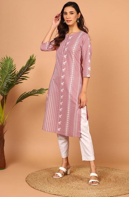Women's Mauve Cotton Kurta