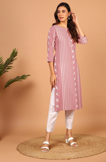 Women's Mauve Cotton Kurta