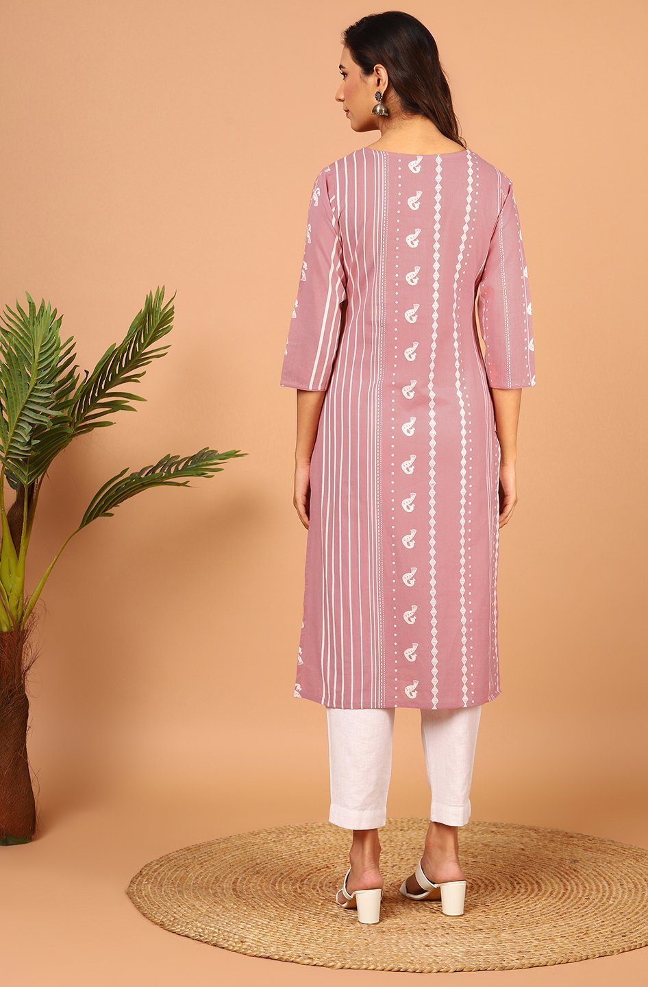 Women's Mauve Cotton Kurta