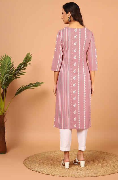 Women's Mauve Cotton Kurta