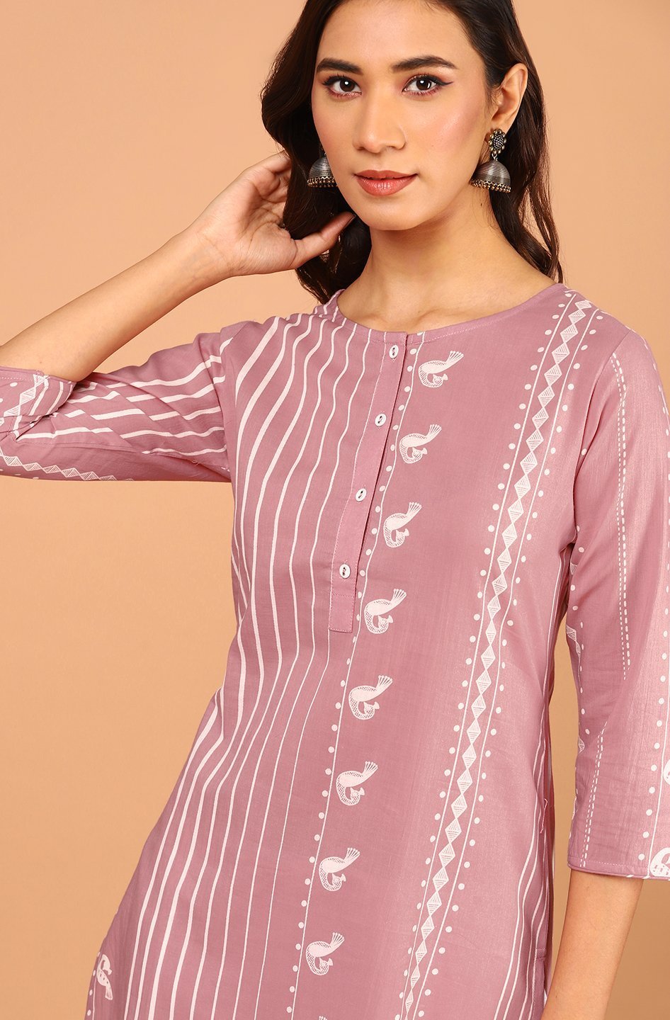 Women's Mauve Cotton Kurta