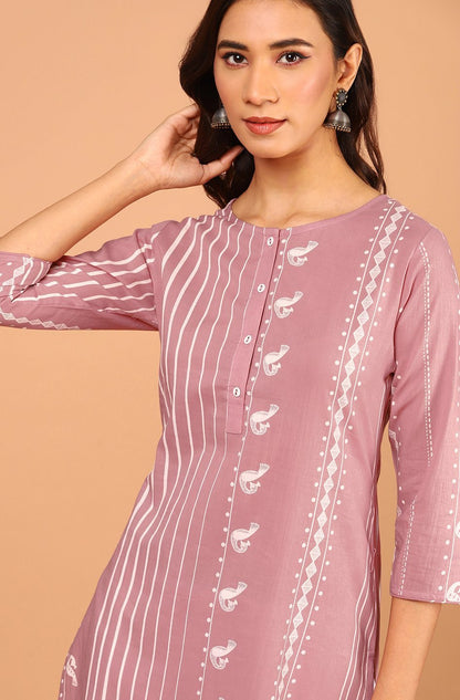 Women's Mauve Cotton Kurta
