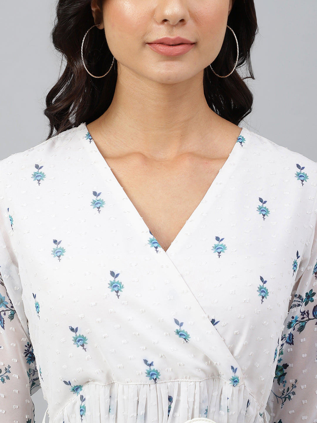 Women's Digital Printed White Georgette Dress